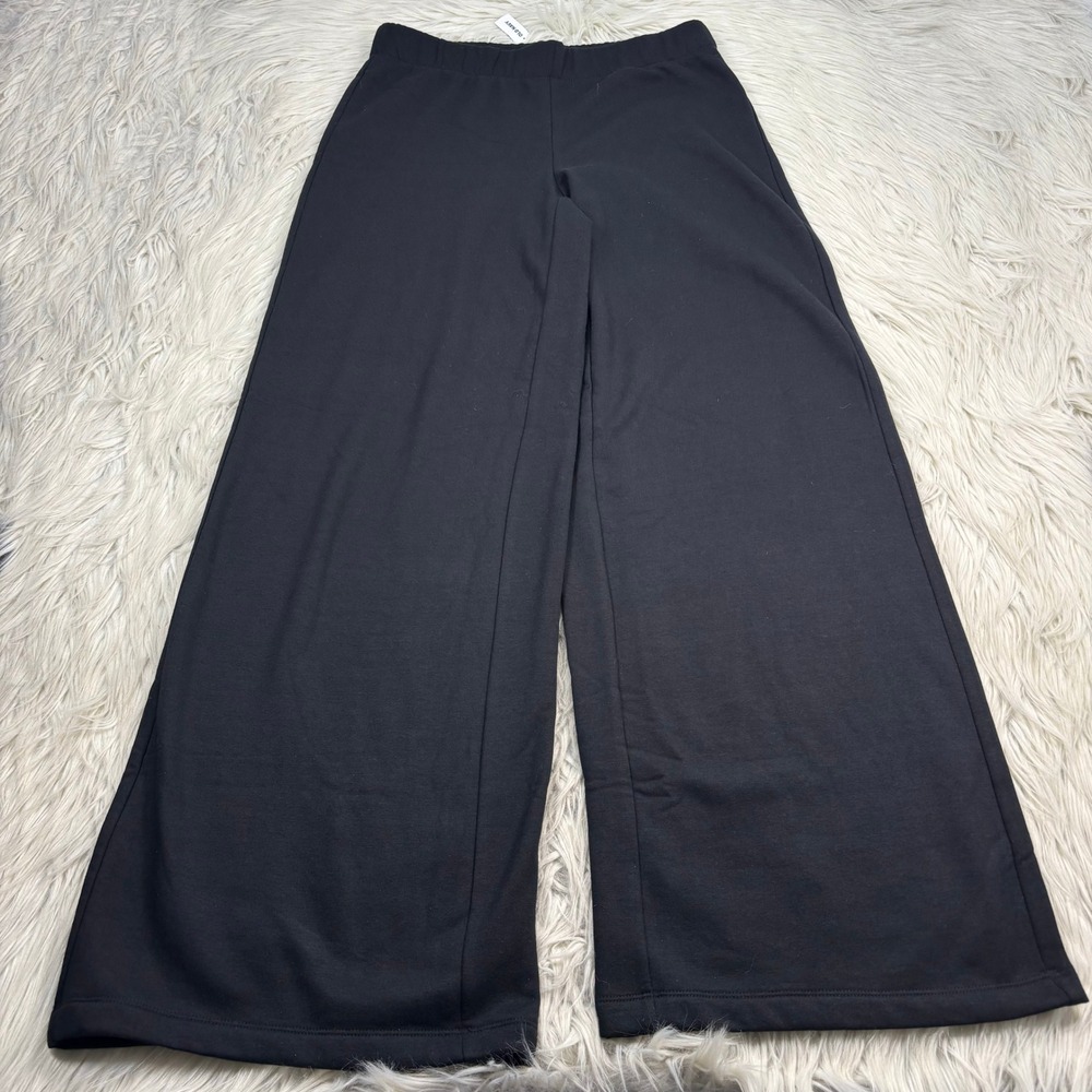NWT Old Navy Women's M Black Wide Leg Pull On Sweatpants Lounge Cozycore